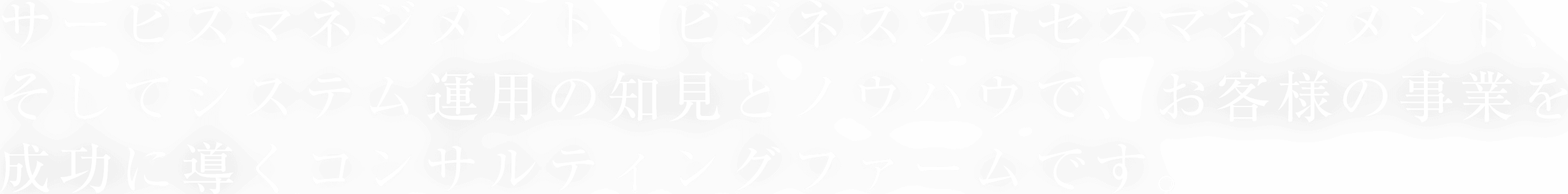 企業の競争力の源泉であるサービスマネジメントを成功に導くコンサルティングファームです。